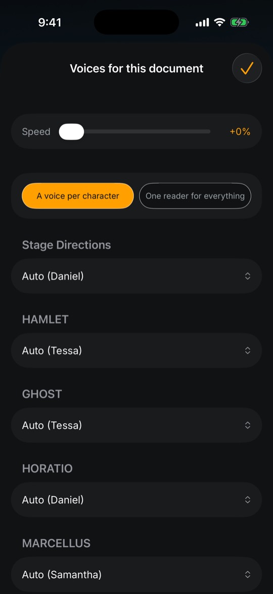 Voices for this document: a voice per character, and one for the stage directions